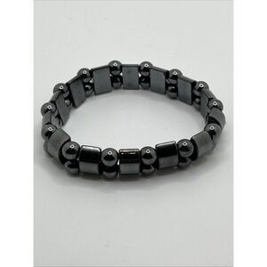 Hematite‎ Stone Therapy Gray Magnetic Bracelet Beads Stretch Beaded Excellent